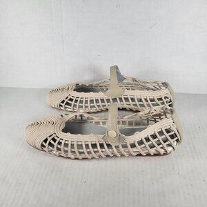 Ruby Label Women Woven Beige Lattice Mary Jane Flats Size 36 US 5/5.5